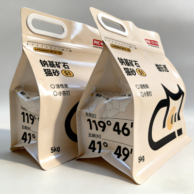 Zortzi aldetako katuaren zabor-poltsa zigilatua kremaileradun heldulekuarekin